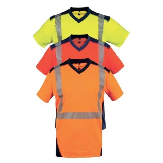 tee shirts manches courtes haute visibilité jaune orange rouge