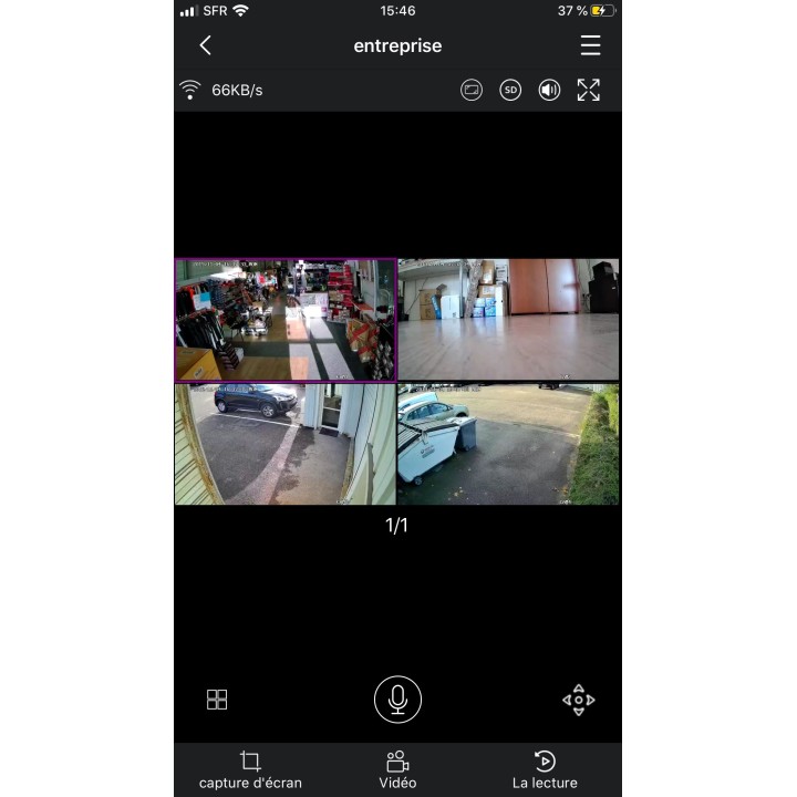 Système vidéosurveillance Wifi 4 cameras écran HD disque dur 1T