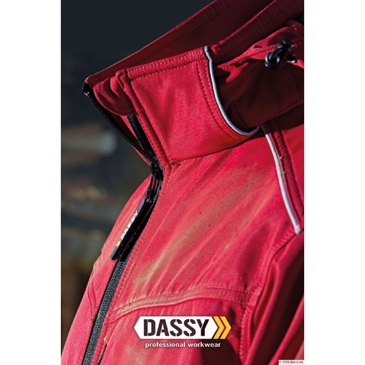 Col de notre Veste homme softshell TAVIRA rouge profil