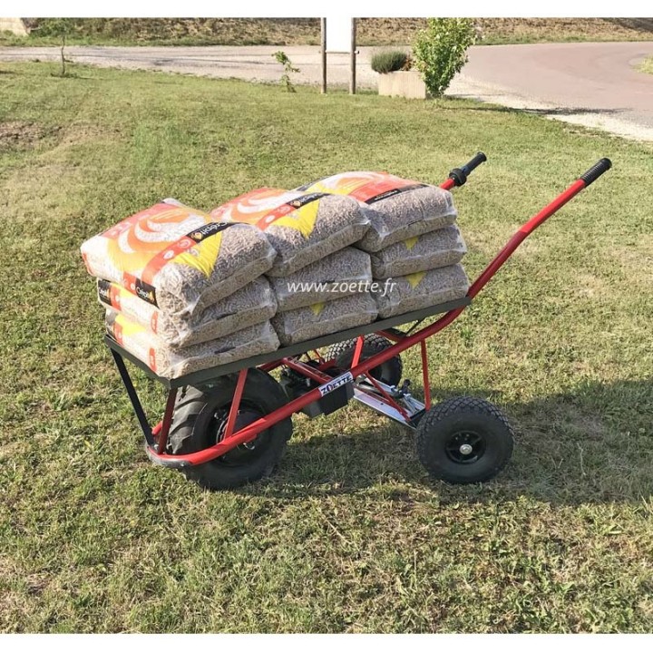 Exemple de charge Brouette électrique PRO PLATEAU freiné ZOETTE sans roues directrices