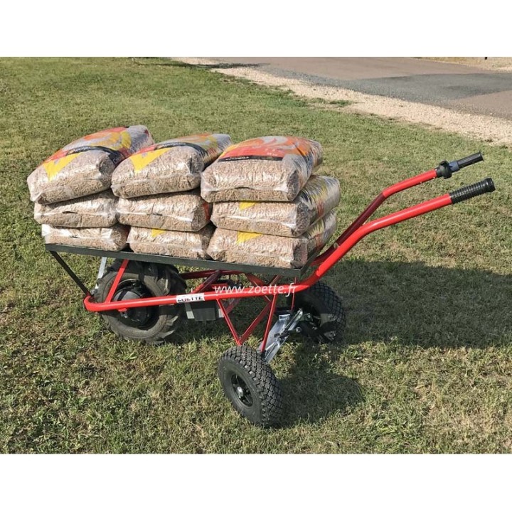 Exemple de charge Brouette électrique PRO PLATEAU freiné ZOETTE sans roues directrices