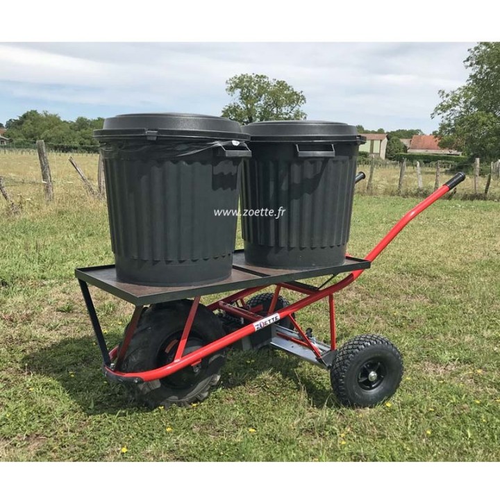 Exemple de charge Brouette électrique PRO PLATEAU freiné ZOETTE sans roues directrices