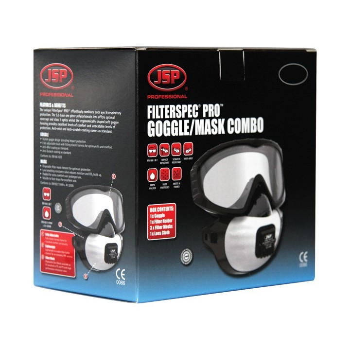 Lunettes masque FILTERSPECT PRO FFP2 FFP3 à valve JSP I Sécurama