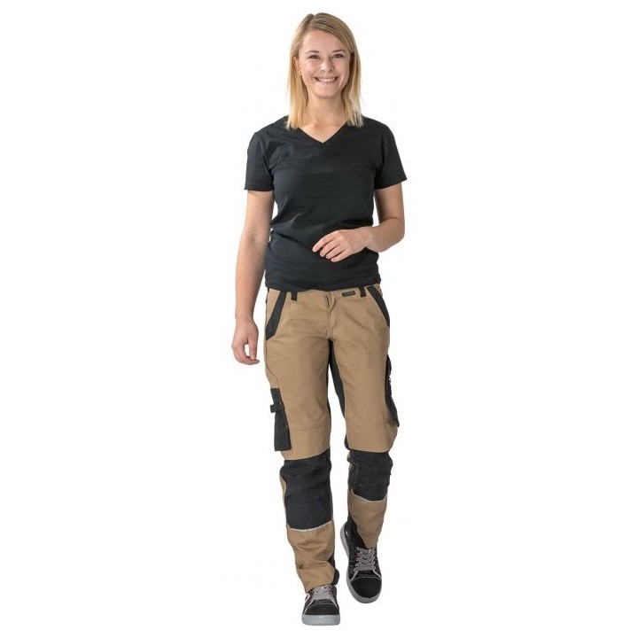 Pantalon de travail femme NORIT insert élasthanne PLANAM Sable/Noir