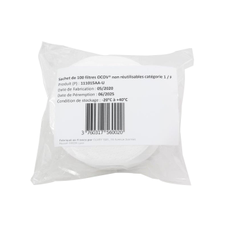 Lot de 100 filtres P1 à usage unique (jetables) pour masque OCOV