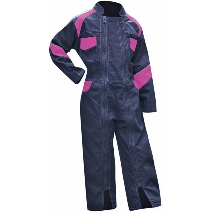 Combinaison de travail enfant junior FLEUR bleu foncé / rose LMA