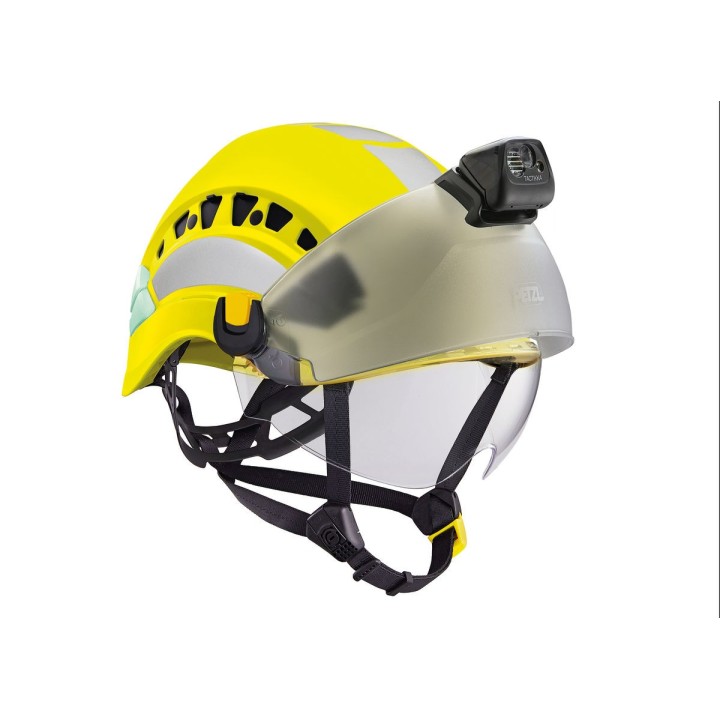 Casque VERTEX VENT HI-VIZ haute visibilité PETZL I SECURAMA avec visière et lampe frontale