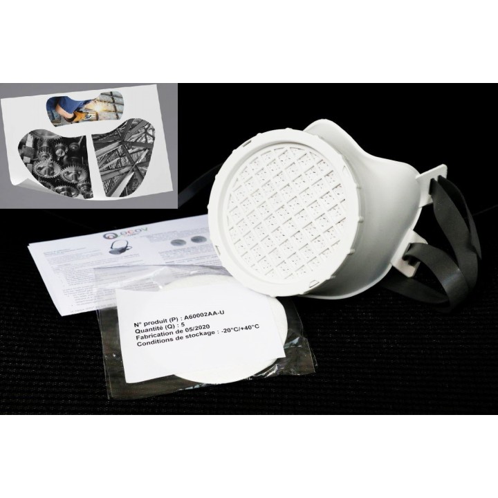 Masque protection poussière + 5 filtres 20 réutilsables